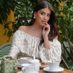 Olivia & Kate Tops-Army Groene Bloemen Off Shoulder-Top