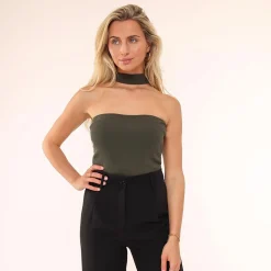 Olivia & Kate Tops-Army Groene Choker-Top