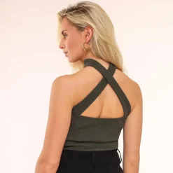 Olivia & Kate Tops-Army Groene Choker-Top