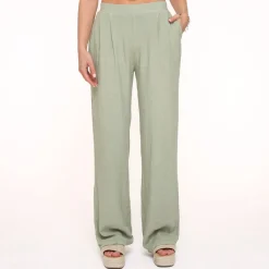 Olivia & Kate Broeken-Army Groene Linnen Viscose-Broek