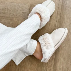 Olivia & Kate Pantoffels-Beige Fluffy-Pantoffels
