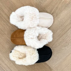 Olivia & Kate Pantoffels-Beige Fluffy-Pantoffels
