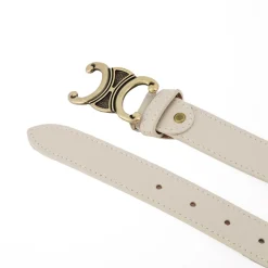 Olivia & Kate Riemen-Beige Gedetailleerde Gouden Gesp-Riem