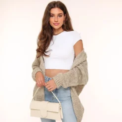 Olivia & Kate Tassen-Beige Leren Horizontale-Tas