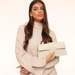Olivia & Kate Tassen-Beige Leren Horizontale-Tas