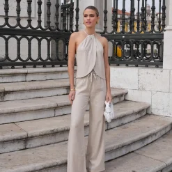 Olivia & Kate Tops-Beige Linnen Halter-Top