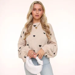 Olivia & Kate Truien-Beige Meerdere Hartjes-Trui