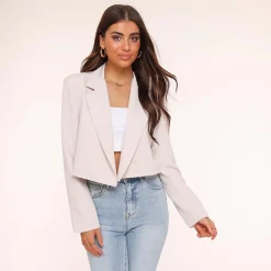 Olivia & Kate Blazers-Beige Oversized Cropped-Blazer