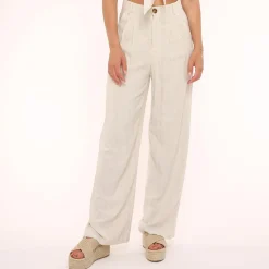 Olivia & Kate Broeken-Beige Rechte Linnen-Broek