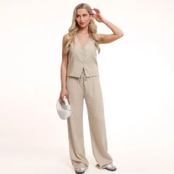 Olivia & Kate Broeken-Beige Tall Linnen-Broek