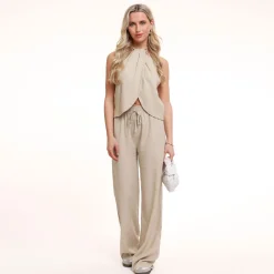 Olivia & Kate Broeken-Beige Tall Linnen-Broek