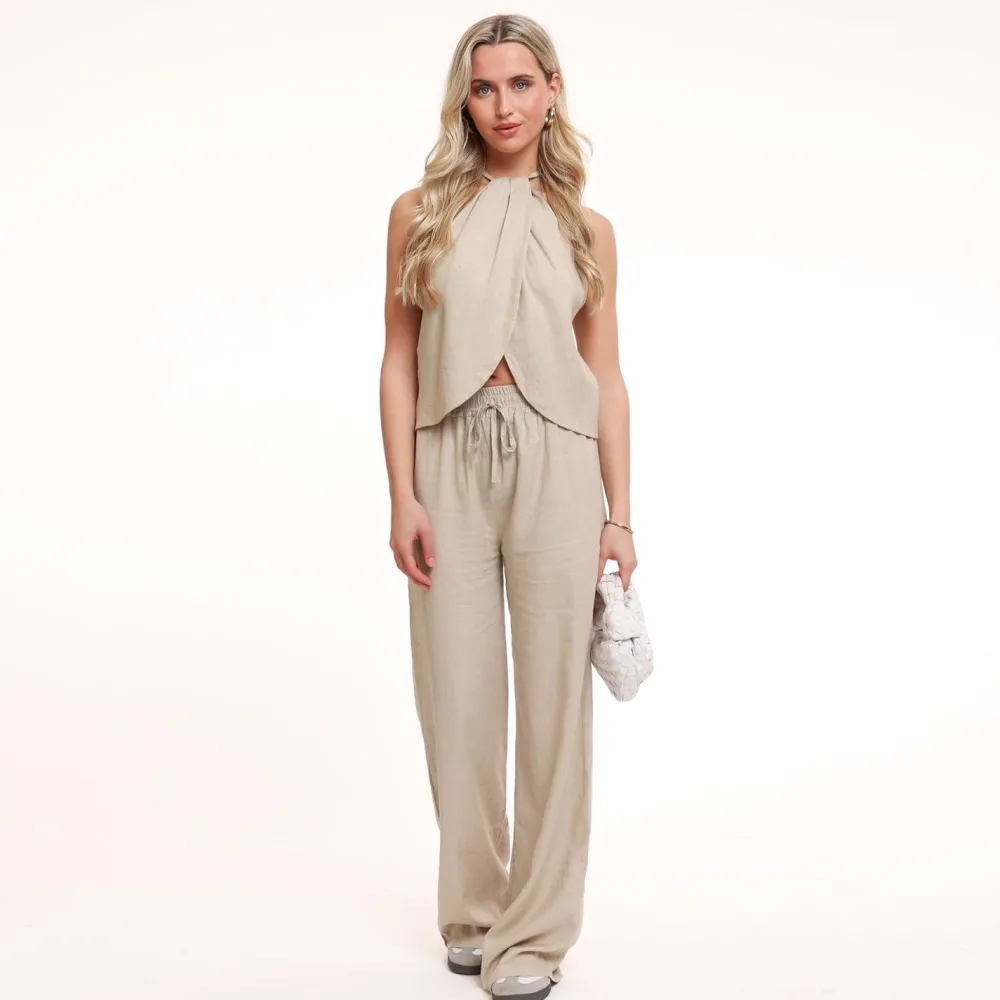 Olivia & Kate Broeken-Beige Tall Linnen-Broek