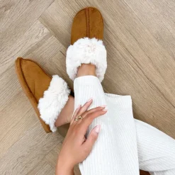 Olivia & Kate Pantoffels-Camel Fluffy-Pantoffels