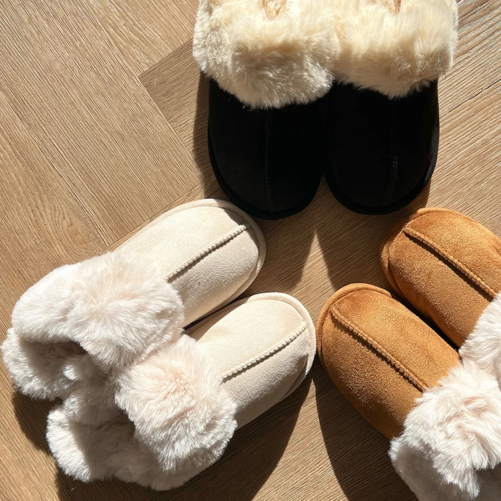 Olivia & Kate Pantoffels-Camel Fluffy-Pantoffels