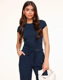 Olivia & Kate Tops-Donkerblauwe Basic Ss-Top