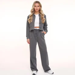 Olivia & Kate Broeken-Donkergrijze Studio Witte Rand-Pantalon