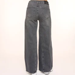 Olivia & Kate Broeken-Donkergrijze Wijde Denim-Spijkerbroek