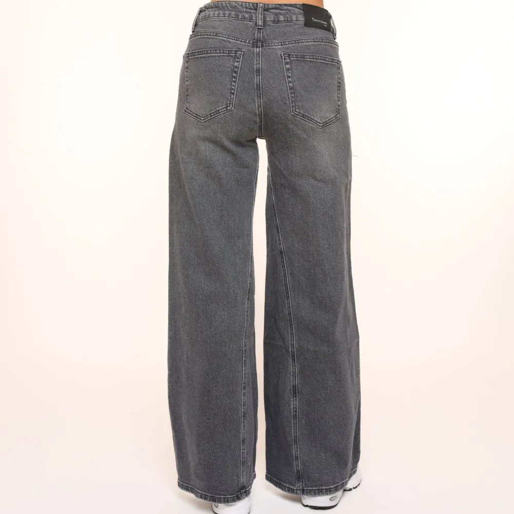 Olivia & Kate Broeken-Donkergrijze Wijde Denim-Spijkerbroek