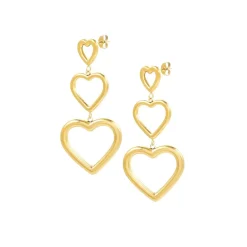Olivia & Kate Oorbellen-Gouden Drie Open Hartjes-Oorbellen