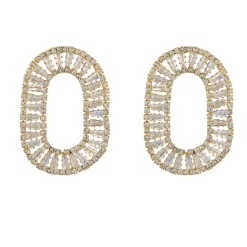 Olivia & Kate Oorbellen-Gouden Ovale Zirkonia Stenen-Oorbellen