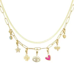 Olivia & Kate Kettingen-Gouden Trendy Bedels Dubbele Schakel-Ketting