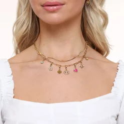 Olivia & Kate Kettingen-Gouden Trendy Bedels Dubbele Schakel-Ketting