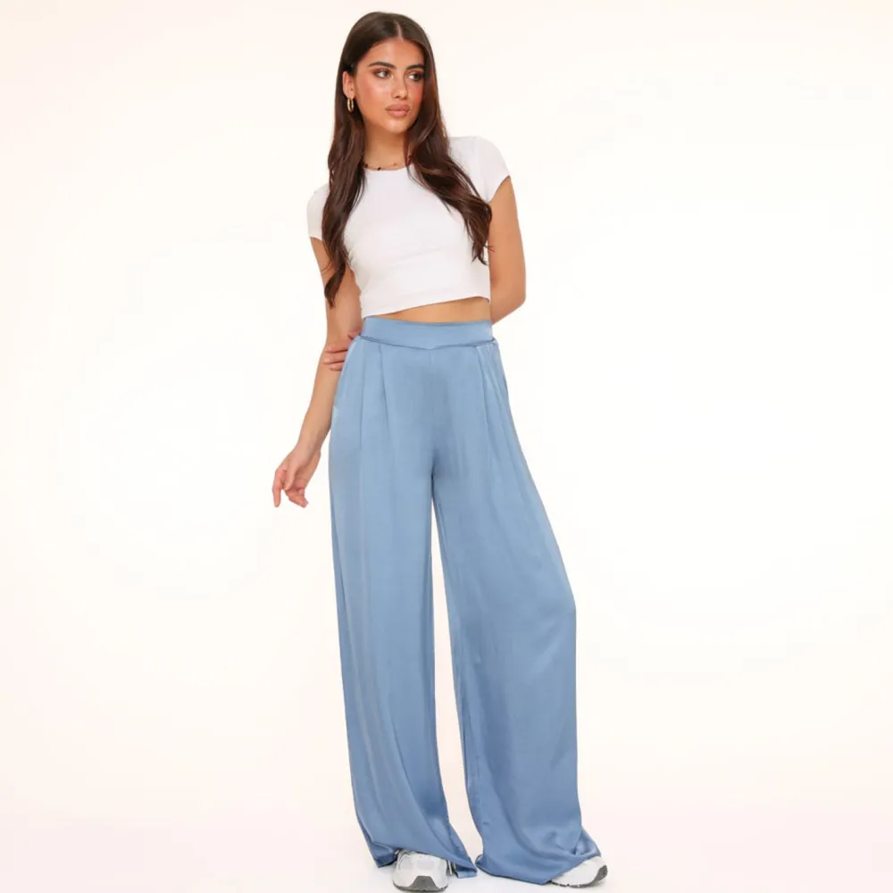 Olivia & Kate Broeken-Jeans Blauwe Tall Satijnen-Broek