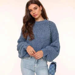 Olivia & Kate Truien-Jeans Blauwe Wollen Gebreide-Trui