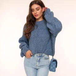 Olivia & Kate Truien-Jeans Blauwe Wollen Gebreide-Trui