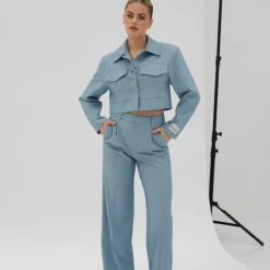 Olivia & Kate Broeken-Jeansblauwe Studio-Pantalon