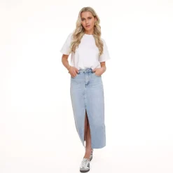 Olivia & Kate Rokken-Lichtblauwe Denim Split-Rok