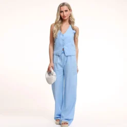 Olivia & Kate Broeken-Lichtblauwe Tall Linnen-Broek