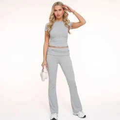 Olivia & Kate Tops-Lichtgrijze Jogging Ss Petite-Top