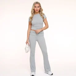 Olivia & Kate Tops-Lichtgrijze Jogging Ss Petite-Top