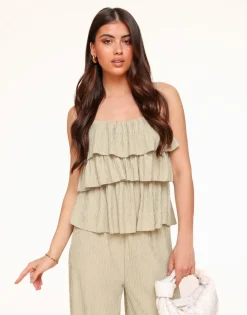Olivia & Kate Sets-Lichtgroene Plisse Zomer-Set