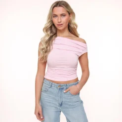 Olivia & Kate Tops-Lichtroze Gedrapeerde Ss-Top