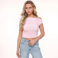 Olivia & Kate Tops-Lichtroze Gedrapeerde Ss-Top