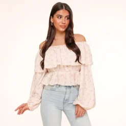 Olivia & Kate Tops-Lila Bloemen Off Shoulder-Top