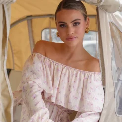 Olivia & Kate Tops-Lila Bloemen Off Shoulder-Top