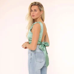 Olivia & Kate Tops-Mintgroene Satijnen Open Rug-Top