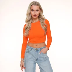 Olivia & Kate Tops-Oranje Basic Ls Cropped-Top