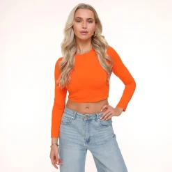 Olivia & Kate Tops-Oranje Basic Ls Cropped-Top