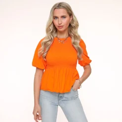 Olivia & Kate Tops-Oranje Stretchy Ss-Top