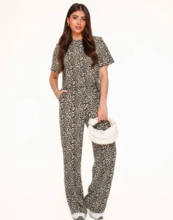 Olivia & Kate Tops-Panterprint Plisse Ss-Top