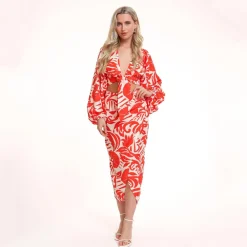Olivia & Kate Rokken-Rode Patroon Split-Rok