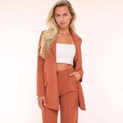Olivia & Kate Blazers-Roest Oranje Basic Rechte-Blazer