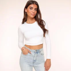 Olivia & Kate Tops-Witte Basic Ls Cropped-Top