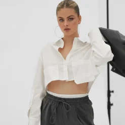 Olivia & Kate Tops-Witte Cropped-Blouse