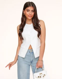 Olivia & Kate Tops-Witte Hoge Knopen-Gilet