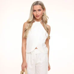 Olivia & Kate Tops-Witte Linnen Halter-Top